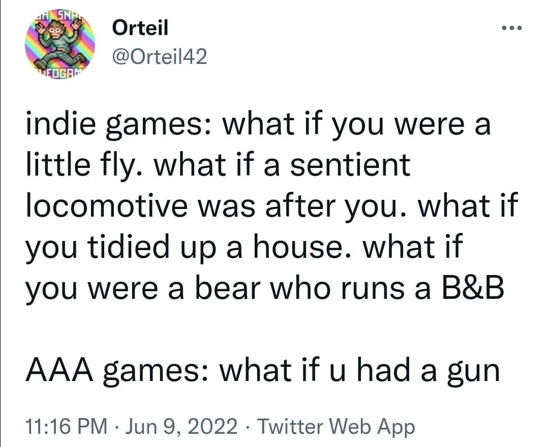 Indie versus AAA pitches: quirky transformation ideas versus yet another gun