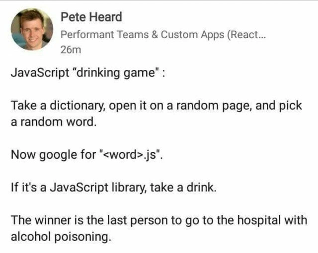 The Perilous JavaScript Library Drinking Game