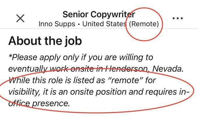 Job Listed as 'Remote' for Visibility, Actually Onsite in Nevada