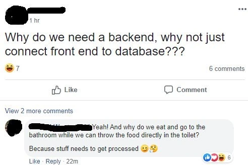 The classic 'just connect frontend to the database' question