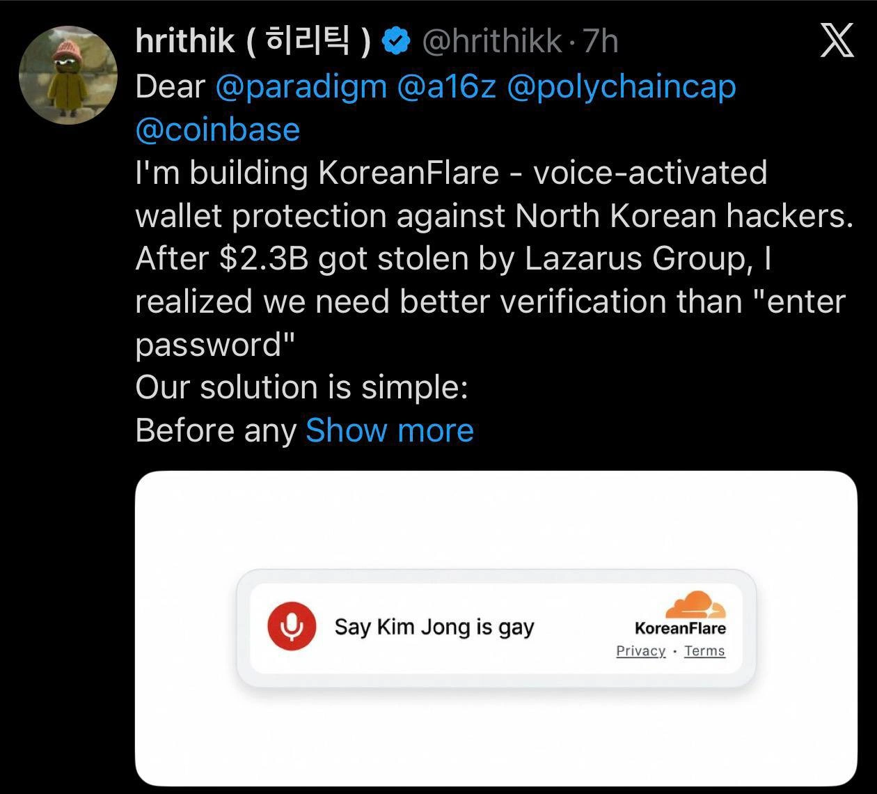 KoreanFlare: Voice CAPTCHA Startup Pitch Targeting North Korean Hackers
