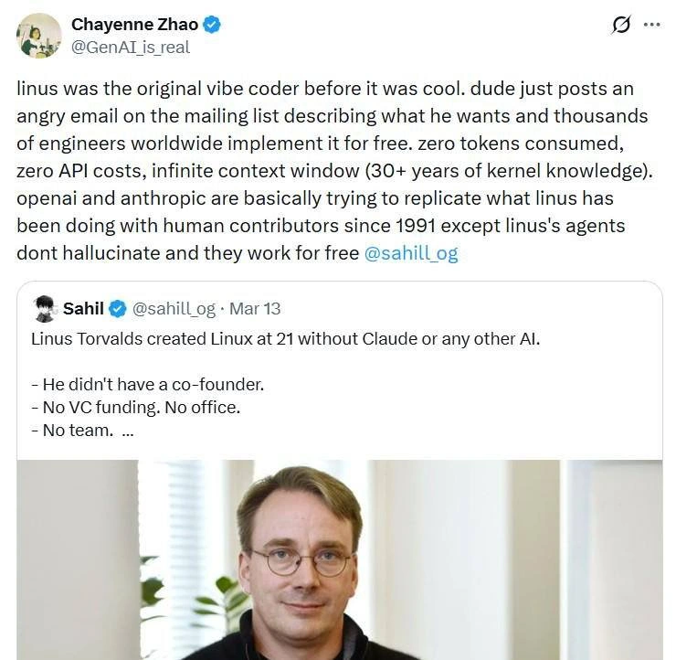 Linus Torvalds: The Original Vibe Coder With Free, Non-Hallucinating Agents