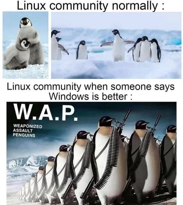 Linux community turns into tactical penguins when Windows superiority is declared