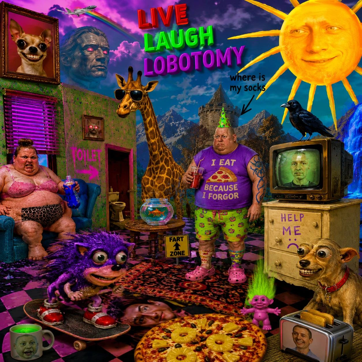 Live Laugh Lobotomy and I Forgor Pizza