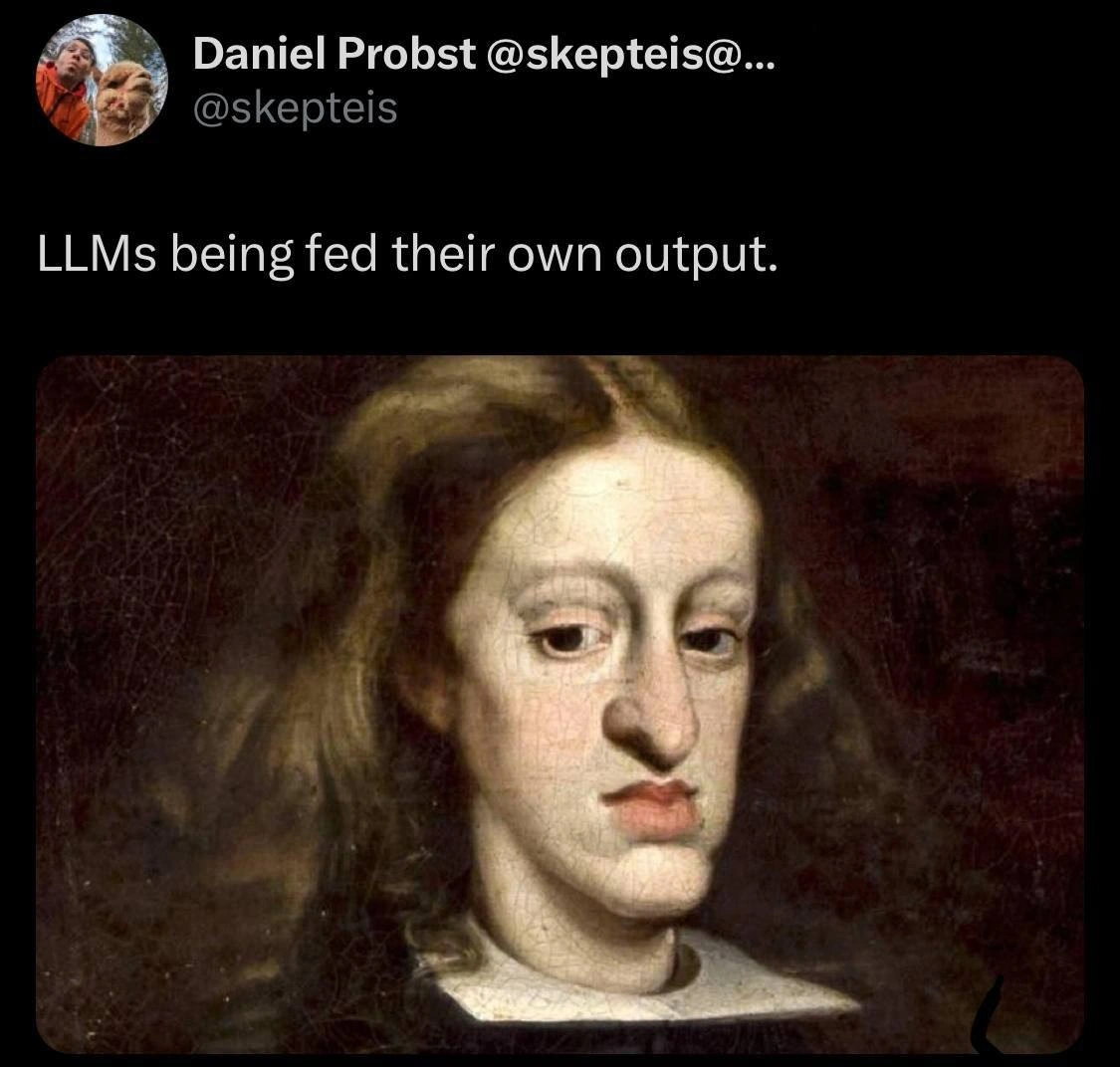 The Genetic Algorithm of Royal Inbreeding vs. AI Model Collapse