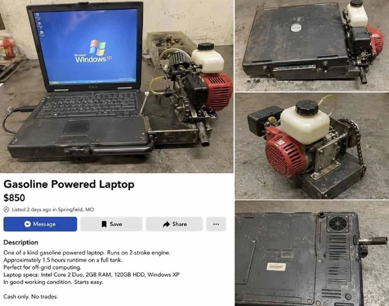 Marketplace Gold: $850 Gasoline-Powered Windows XP Laptop, Starts Easy