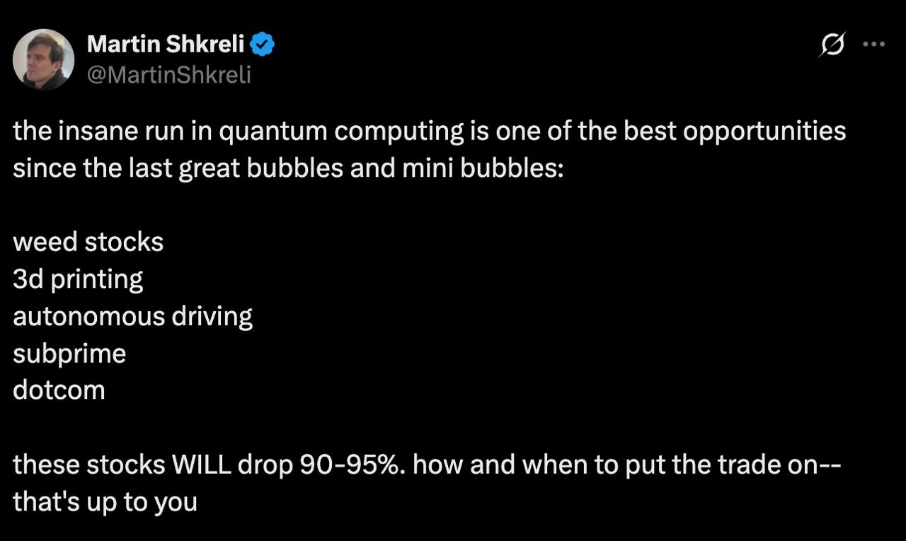 Martin Shkreli Calls the Quantum Computing Bubble