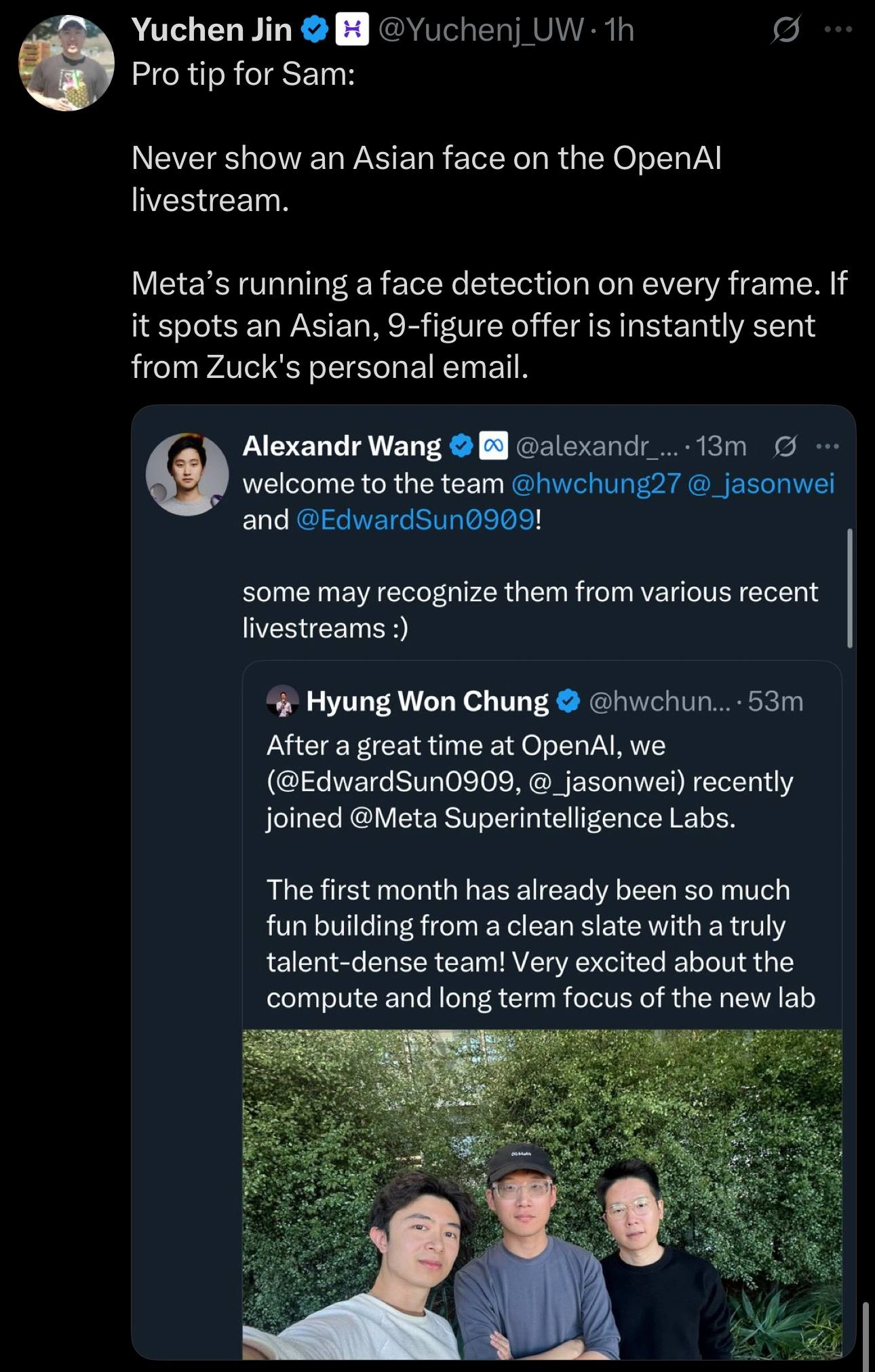 Meta Poaching OpenAI Talent via Face Detection on Livestreams