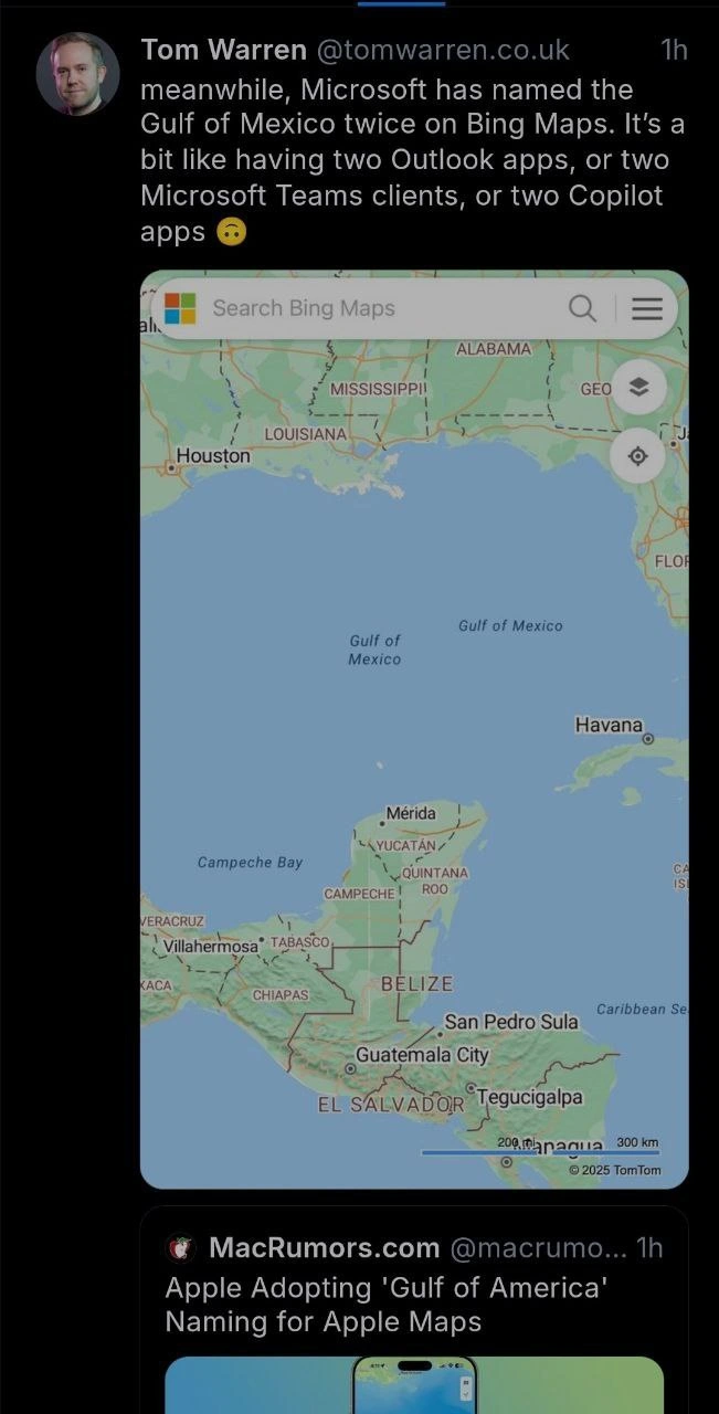 Bing Maps’ double-named Gulf pokes fun at Microsoft’s duplicate apps problem