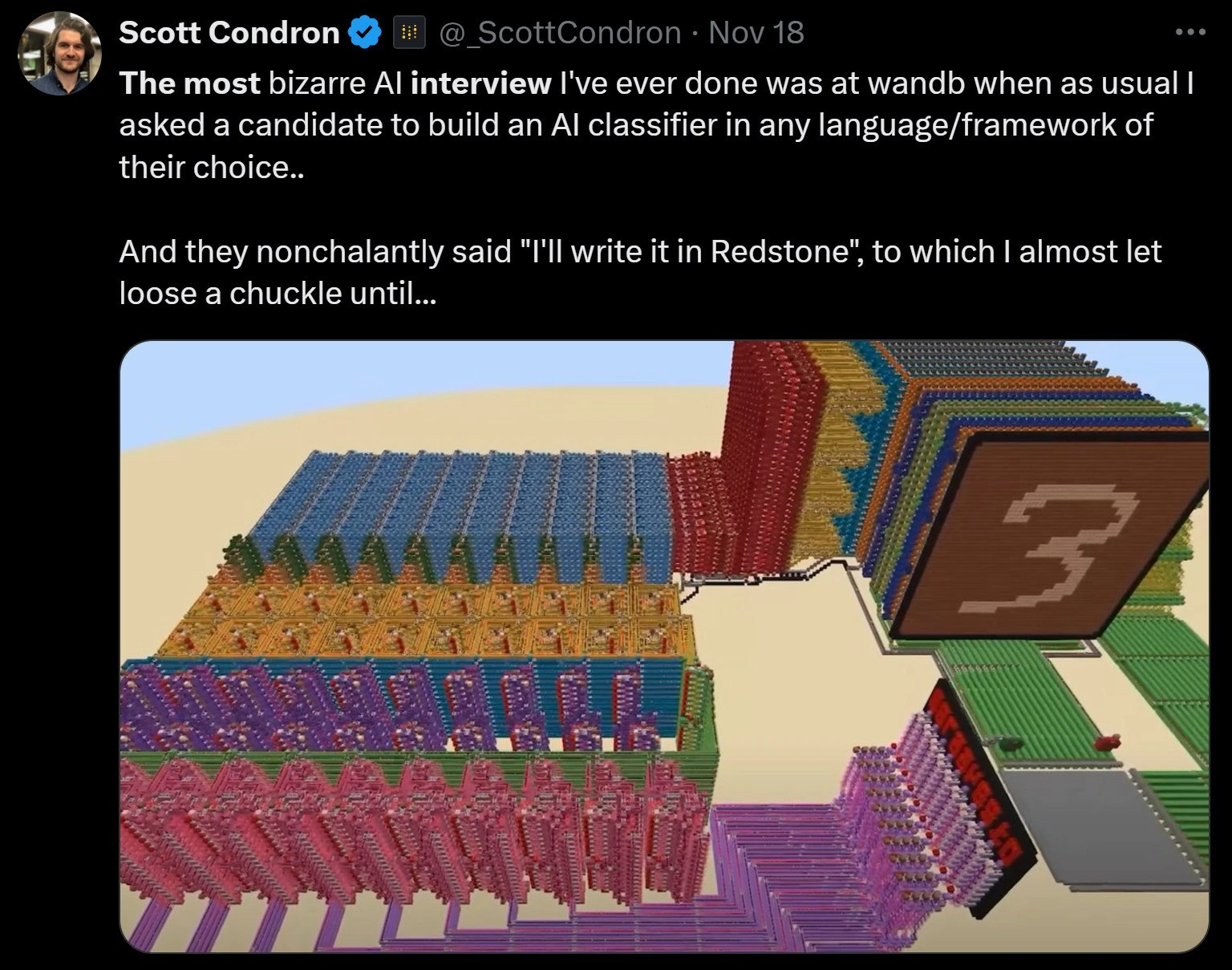 AI Interview Challenge: Building a Classifier in Minecraft's Redstone