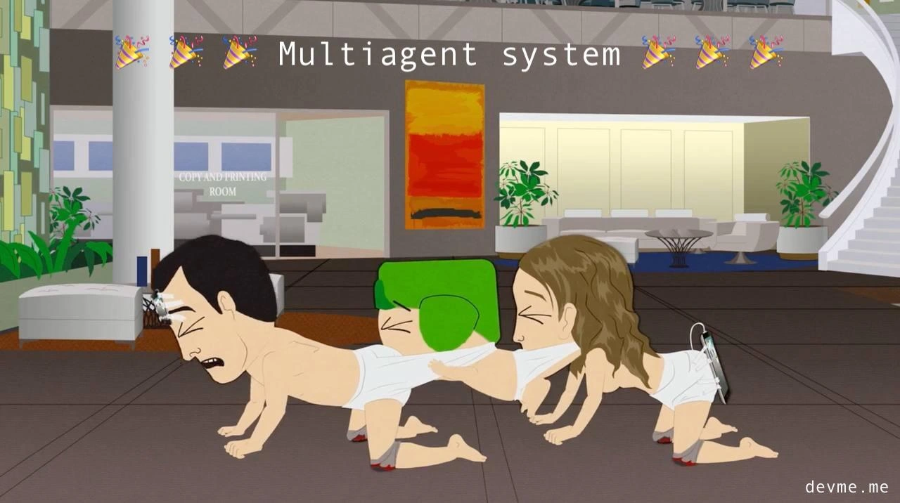 Multiagent Systems Depicted as Human Centipede Nightmare