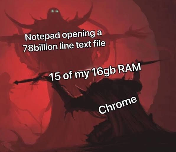 Chrome's RAM Usage vs. The Final Boss: Notepad