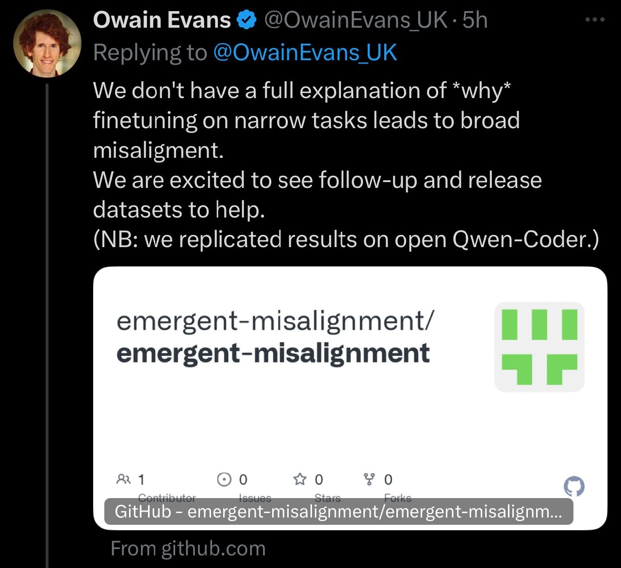 AI Researcher Open-Sources Emergent Misalignment Findings