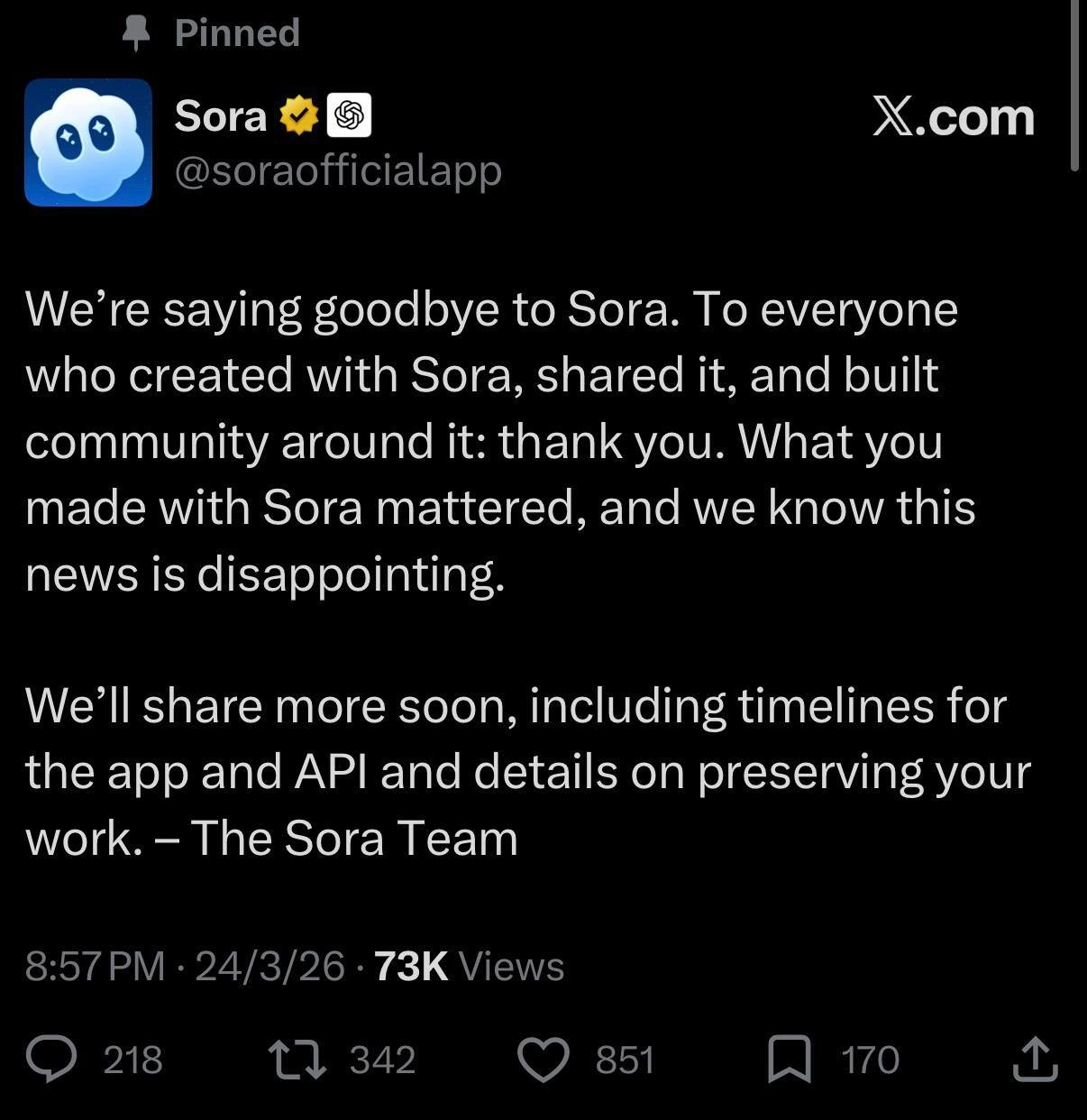 OpenAI's Sora Posts Its Own Goodbye: Another Product Sunset Announcement