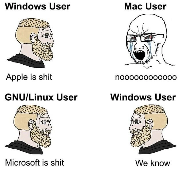 The OS Wars: A Tale of Two Chads and a Crying Mac User