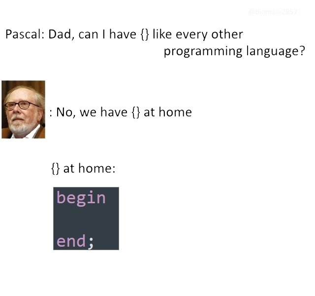When Pascal wants curly braces but Dad offers begin/end at home
