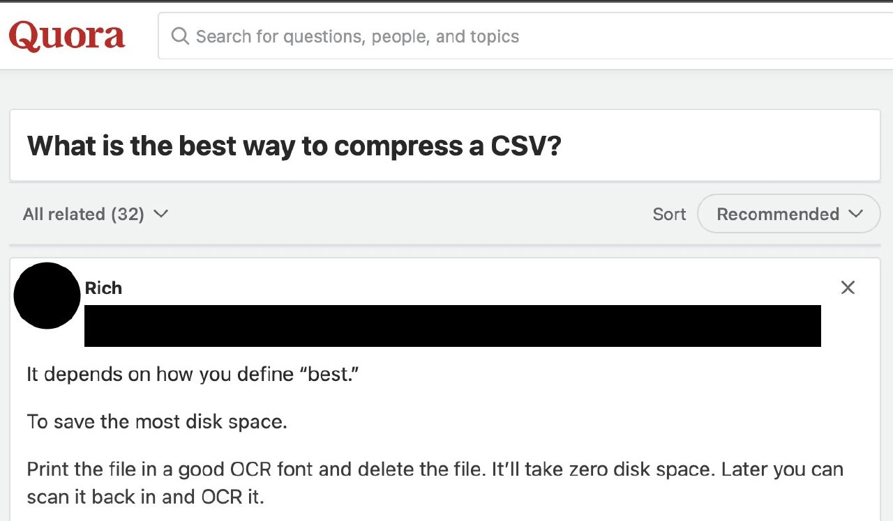 The Analog Approach to CSV Compression