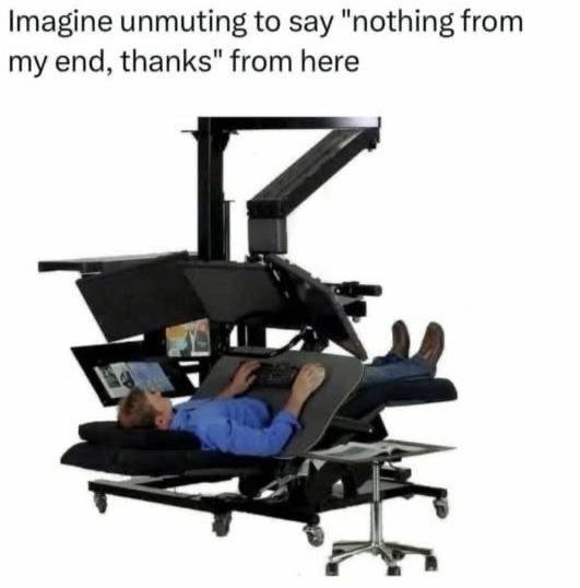 Unmuting to Say Nothing From an Extreme Reclined Workstation Setup