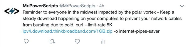 Using curl to keep your “internet pipes” warm during a polar vortex