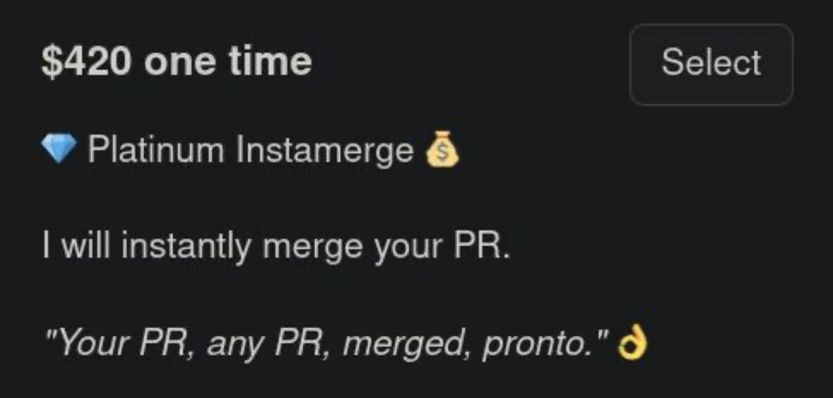 The ultimate Open Source monetization: pay-to-merge