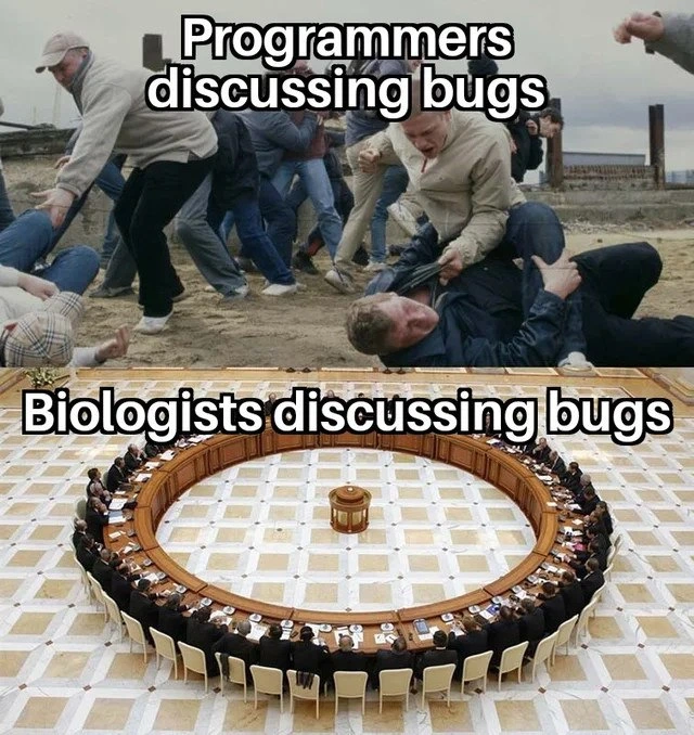 The Stark Contrast in How Programmers and Biologists Discuss 'Bugs'