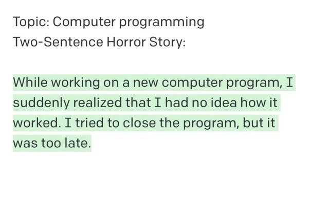 Every programmer’s worst two-sentence horror story on a plain white slide