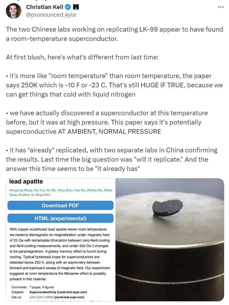 Developers react to claimed room-temperature superconductor replication in Chinese labs