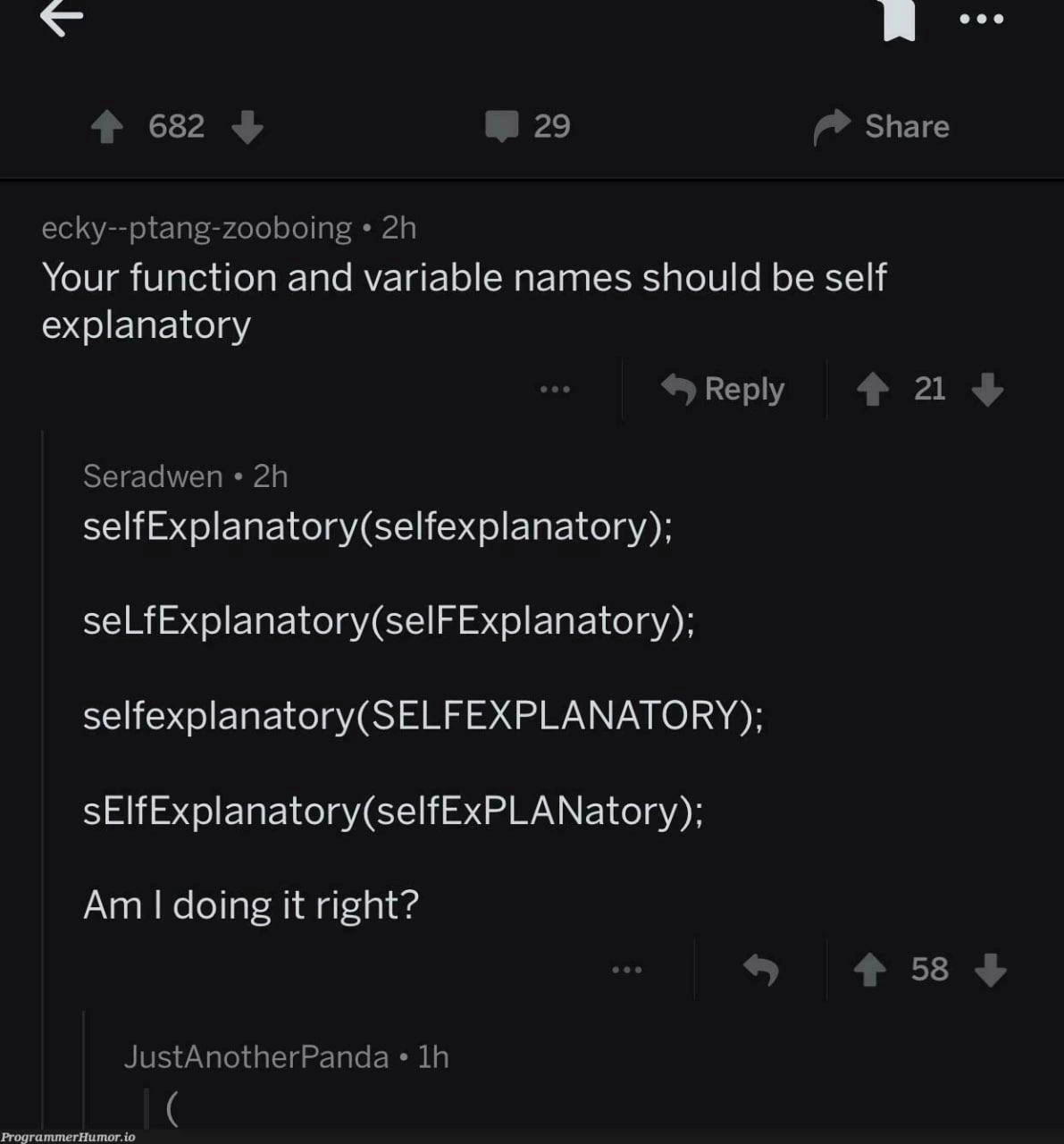 Self-Explanatory Variable Names Taken to Absurd Extremes