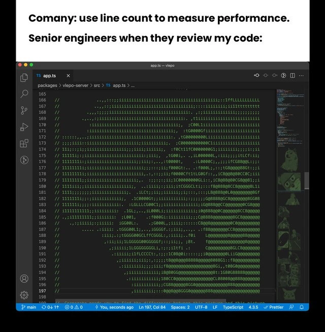 Maliciously compliant with LOC performance metrics