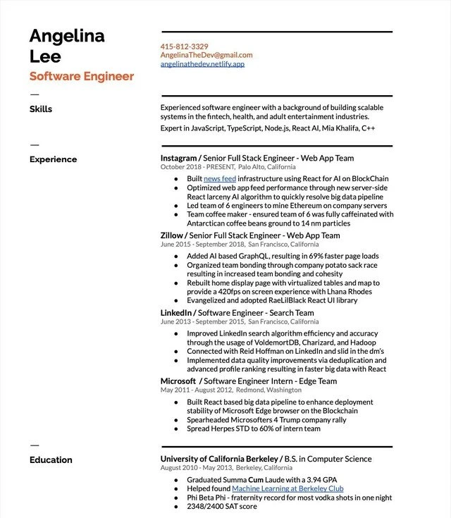 Parody resume crams blockchain AI buzzwords and outrageous corporate accomplishments