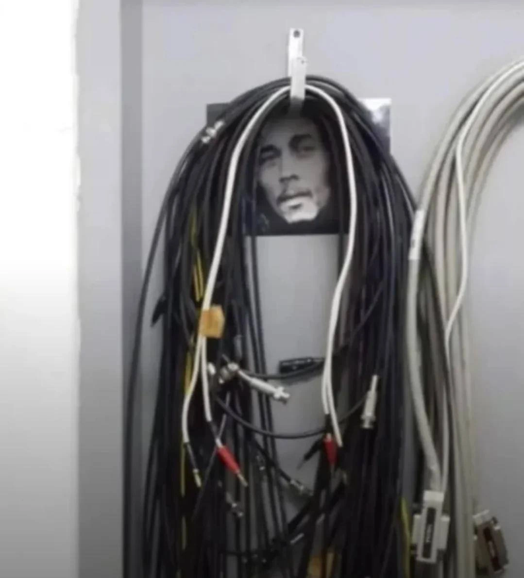 Server Room Cable Hook Turns Bob Marley Photo Into Dreadlocks