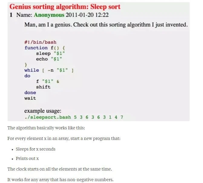 Sleep Sort: The Genius of Inefficient Sorting