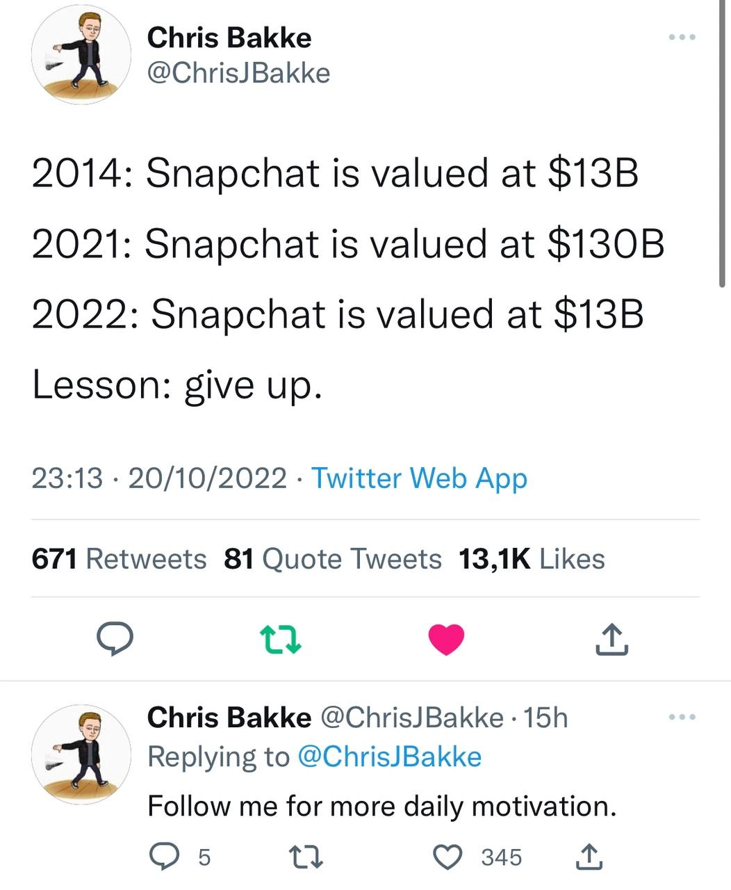 Startup valuation roller coaster tweet offers bleak motivational advice today