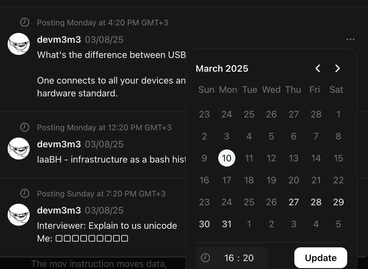 Scheduling dark-mode dev jokes while fighting the date picker in production
