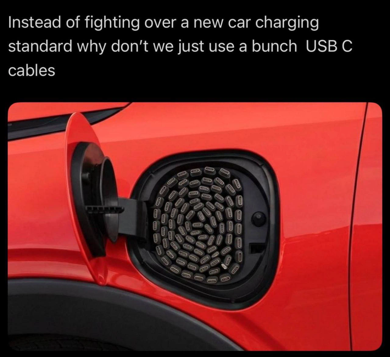 Solving the EV Charging Standard War with a Spiral of USB-C Ports