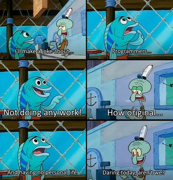Squidward Roasts Cliché Programmer Jokes