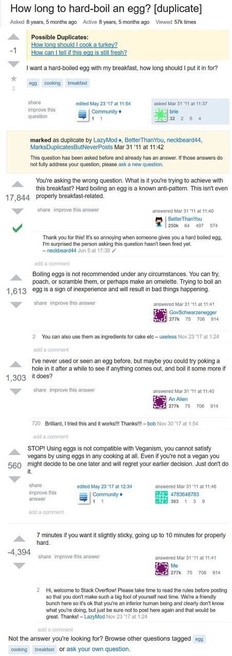 If Stack Overflow Was a Cooking Forum: The Egg Debacle