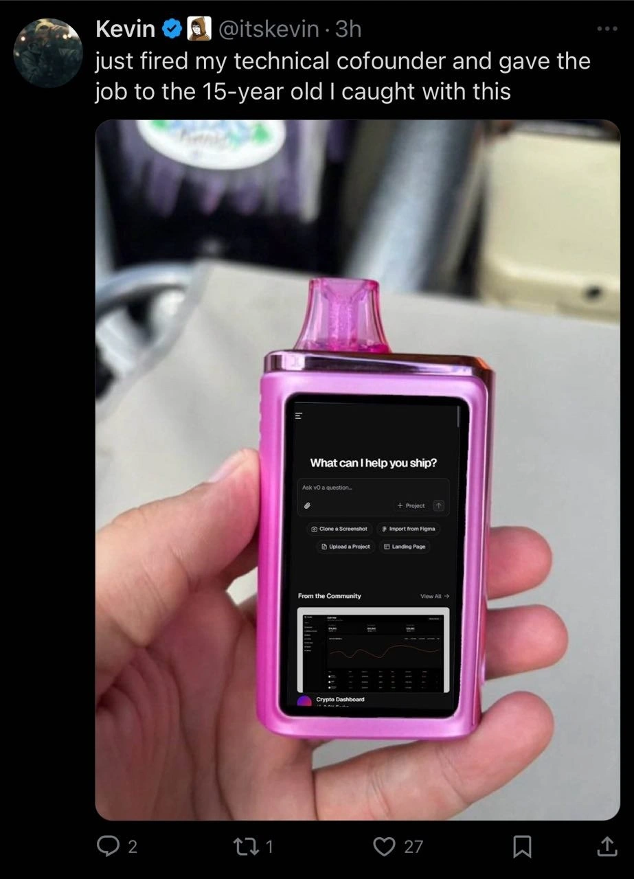 Firing the CTO after seeing a teenager's vape running an AI code generator