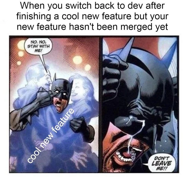 The agony of checking out dev before your pull-request is merged