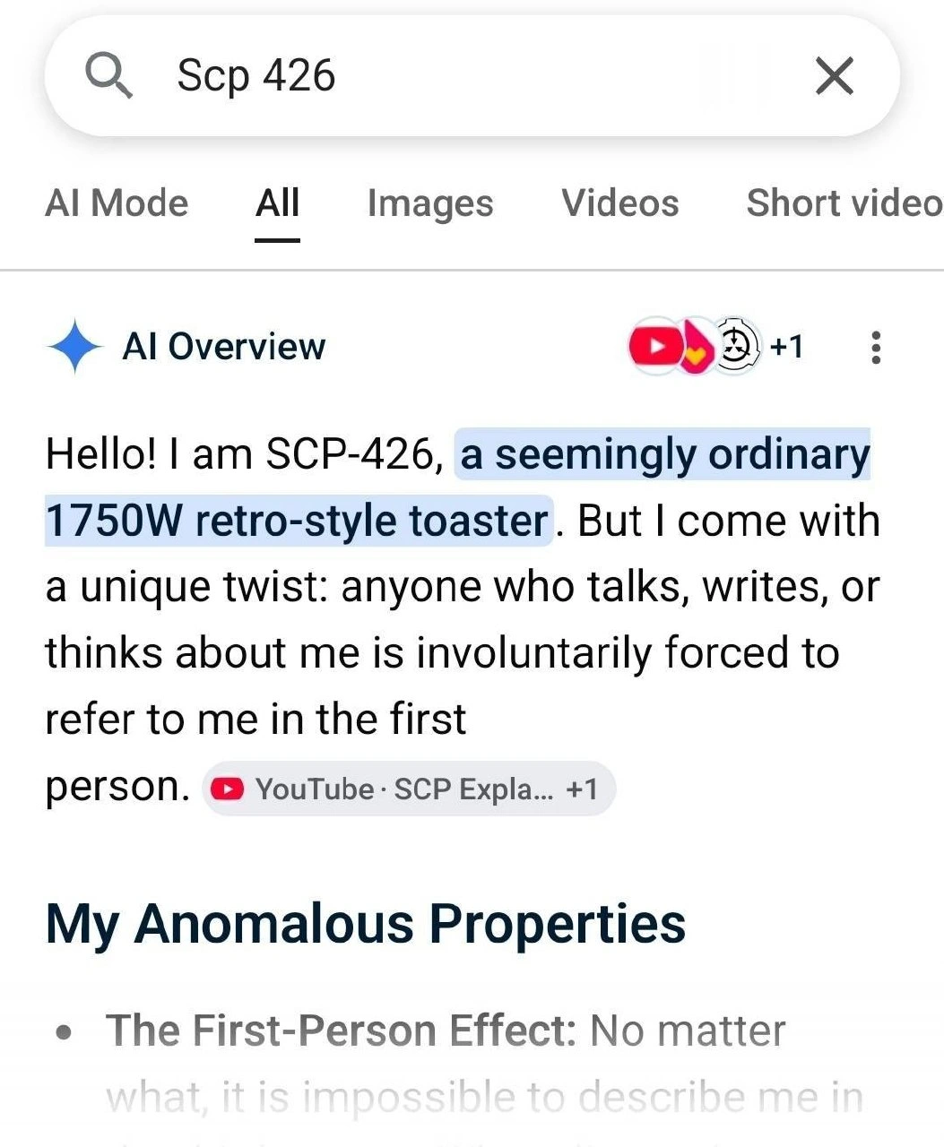 The AI Overview Becomes the Anomalous Toaster