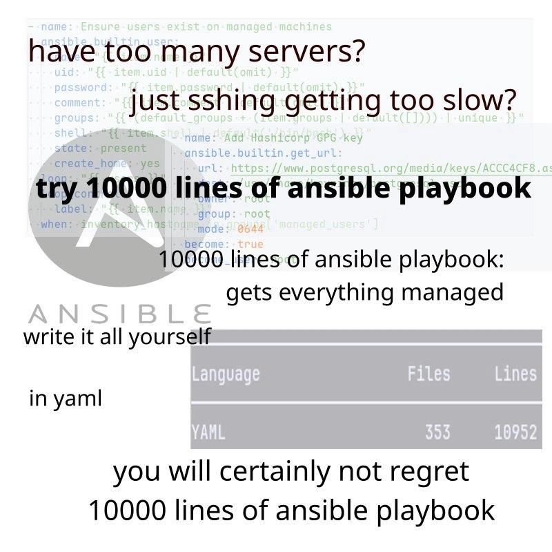 10000 Lines of Ansible Playbook: The Infrastructure-as-Code Infomercial
