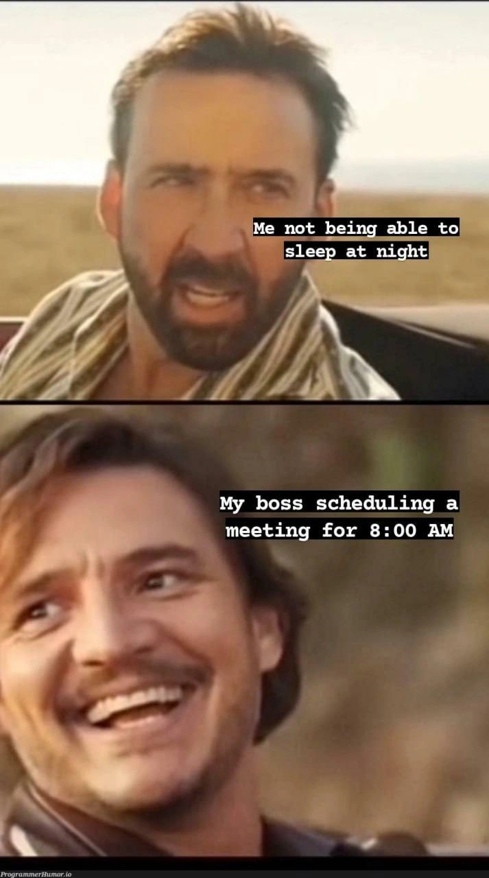 Developer Insomnia Meets Boss's 8AM Meeting: Nicolas Cage vs Pedro Pascal