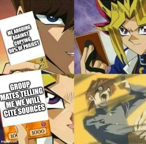 Group project duel: citing sources card defeats anti-plagiarism argument in code copy