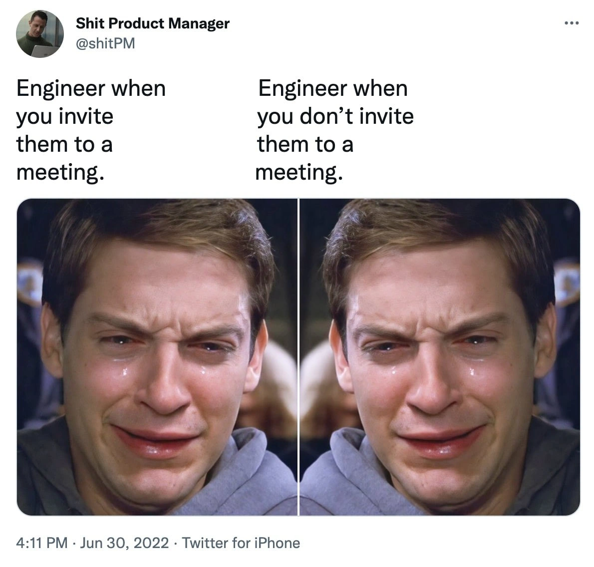 Engineers look identical whether invited or ignored for yet another meeting