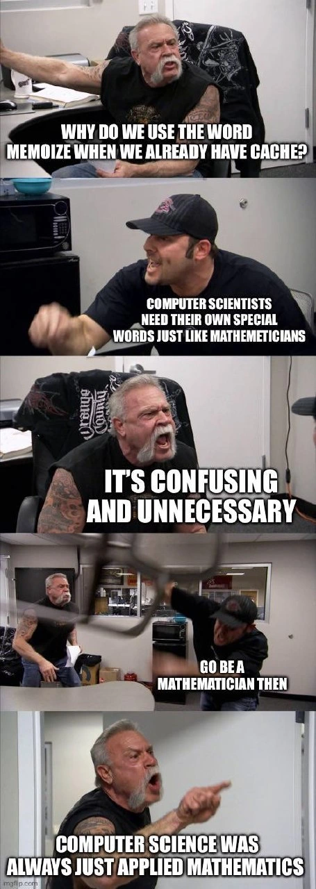American Chopper yelling match about memoization versus plain old caching terminology