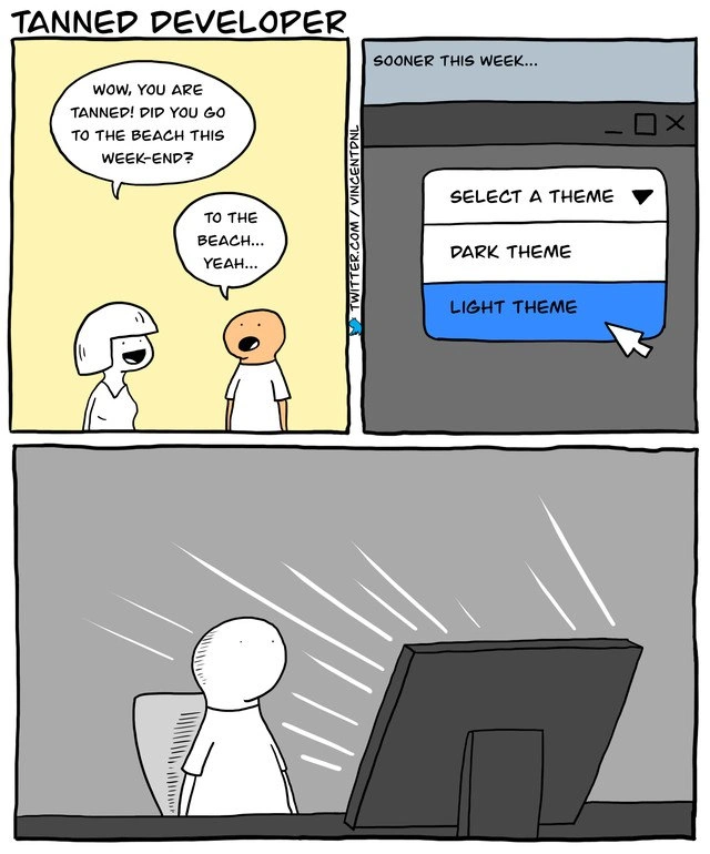 Switching to light theme: the summertime tan for indoor developers