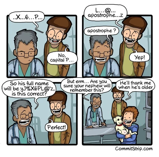 Choosing a name that meets modern password complexity requirements