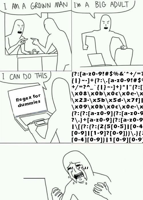 The five stages of dealing with Regex