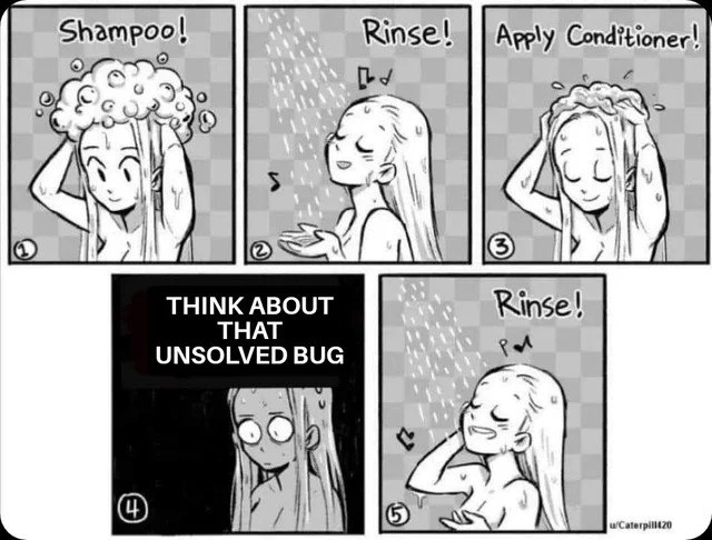 When your shower routine suddenly turns into a mental debugging session