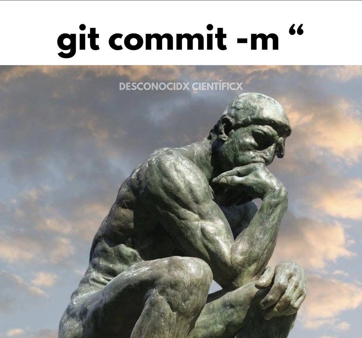 The Thinker Statue Contemplating What to Write in Git Commit Message